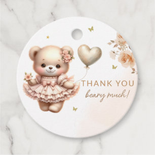 Étiquettes Cadeau boho aquarelle teddy bear baby shower merci
