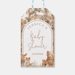 Étiquettes-cadeau Boho Arch Automne Bois Baby shower Animaux