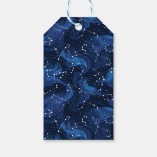Étiquettes-cadeau Boho Astrology Zodiac sign pattern on blue