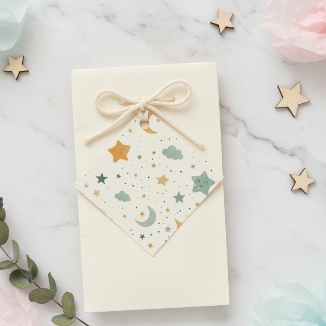 Étiquettes Cadeau Boho Baby Adoption douche - Lune et étoiles (Boho Moon and Stars baby shwoer gift tag)