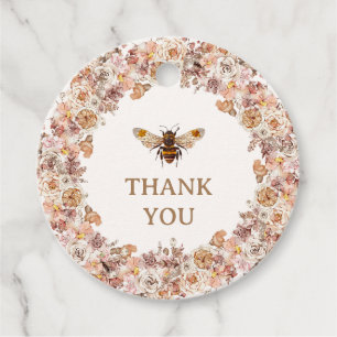 Étiquettes Cadeau Boho Bee Aquarelle Fleur sauvage premier jour abei