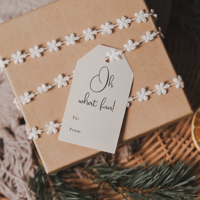 Étiquettes-cadeau Boho Beige Oh Qu'est-ce qui s'amuse à (Créateur téléchargé)