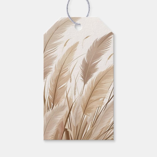 Étiquettes-cadeau Boho Beige Pampas Grass Mariage (Devant)