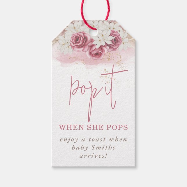 Étiquettes-cadeau Boho Beige Rose Pink Pop It Baby shower (Devant)