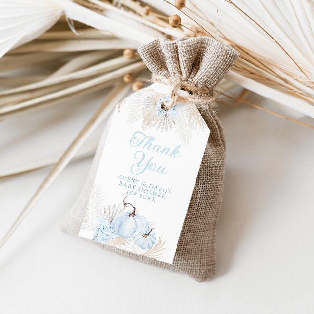 Étiquettes-cadeau Boho Blue Citrouille C'est un garçon Baby shower d (Créateur téléchargé)