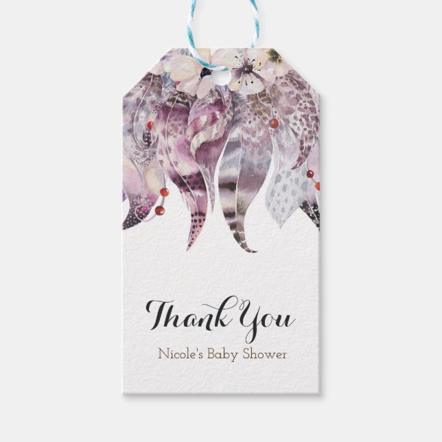 Étiquettes-cadeau Boho Bohemian Feathers Chic Rustic Glam Favoriser (Devant)