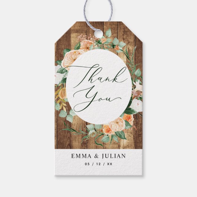 Étiquettes-cadeau Boho Botanique Bois vert Moderne Floral Favoriser (Devant)