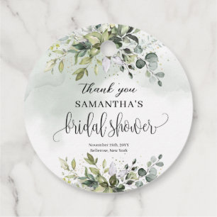 Étiquettes Cadeau Boho branches de feuillage d'eucalyptus dorées Mar