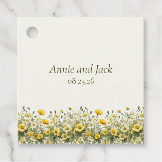 Étiquettes Cadeau Boho Chic Fleurs sauvages Jaunes, Olive