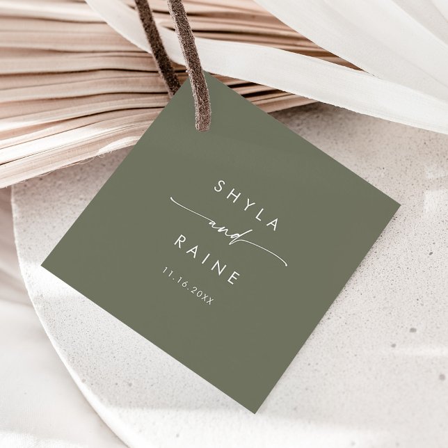 Étiquettes Cadeau Boho Chic Mariage vert olive (Créateur téléchargé)