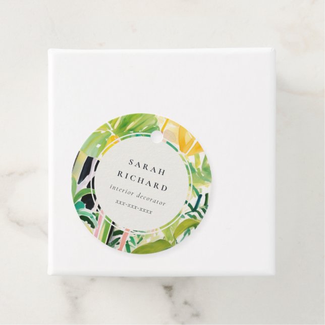 Étiquettes Cadeau Boho Chic Vert Feuillage Tropical Botanique (En situation)