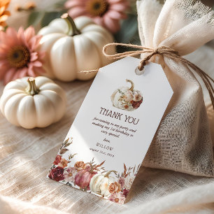 Étiquettes-cadeau Boho Citrouille Automne Fleur Anniversaire Favoris