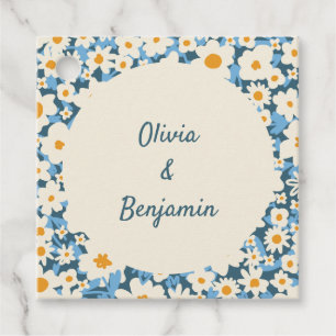 Étiquettes Cadeau Boho coloré Bleu Blanc Floral Personnalisé Mariage