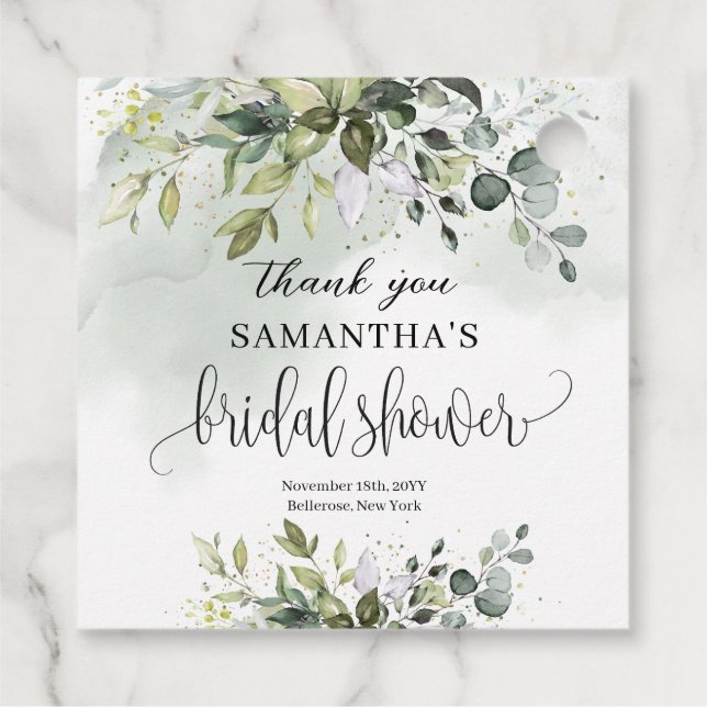 Étiquettes Cadeau Boho Eucalyptus branches de verdure or Bridal (Dos)