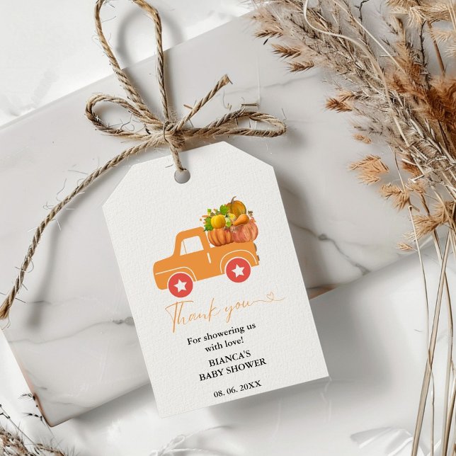 Étiquettes-cadeau Boho Fall citrouille car merci Baby shower (Créateur téléchargé)