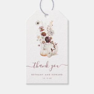 Étiquettes-cadeau Boho Fall Floral Citrouille Mariage