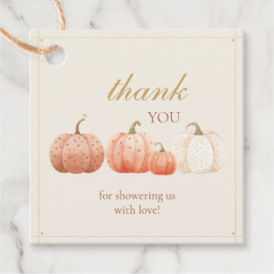 Étiquettes Cadeau Boho Fall Polka Citrouille Baby shower Merci