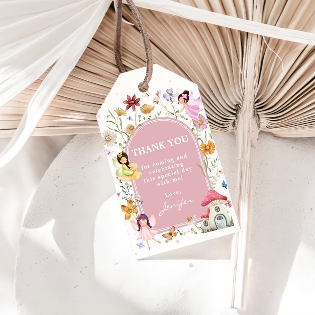 Étiquettes-cadeau Boho Fleur sauvage Fairy 1er fête d'anniversaire (Créateur téléchargé)