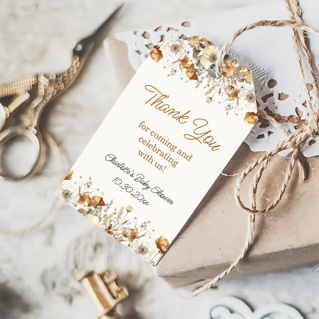 Étiquettes-cadeau Boho Fleur sauvage Fall Merci Favoriser les étique (Créateur téléchargé)