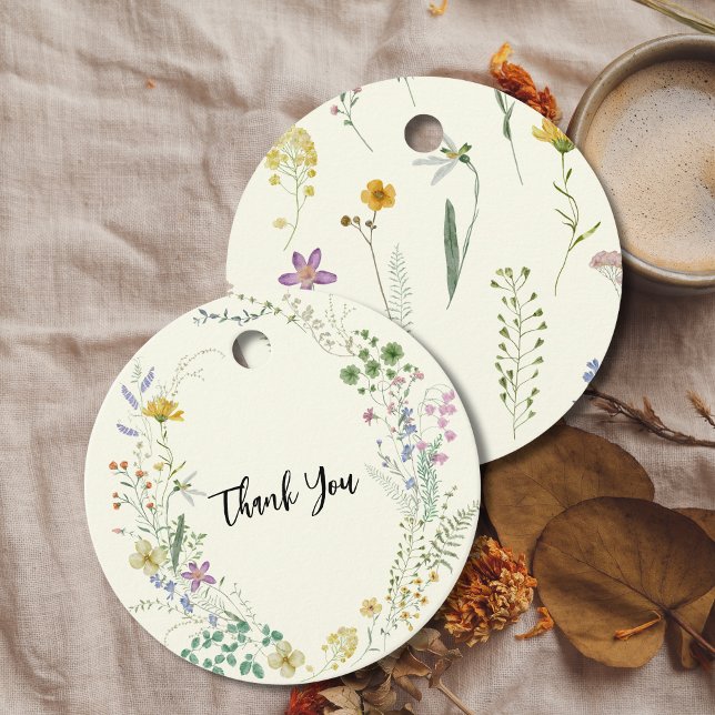 Étiquettes Cadeau Boho fleur sauvage rustique (Créateur téléchargé)