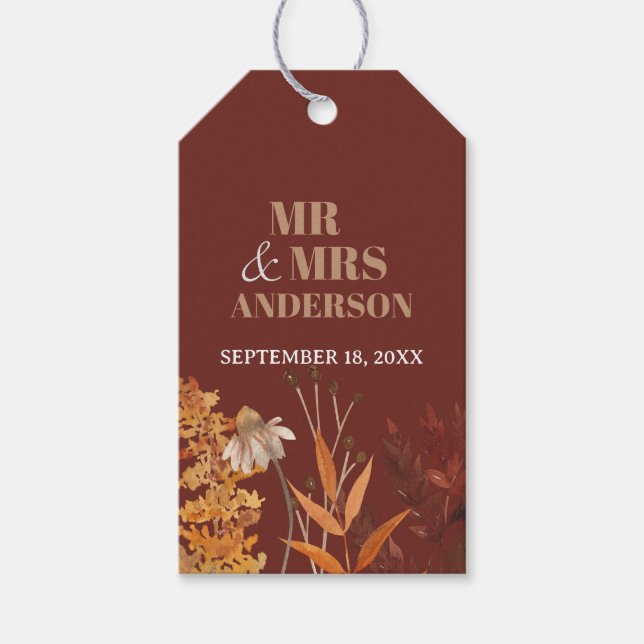 Étiquettes-cadeau Boho Fleur sauvage Terracotta Mariage de automne d (Devant)