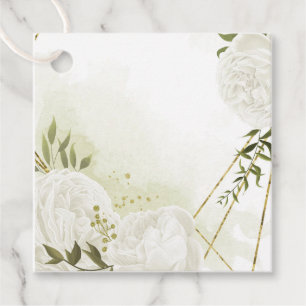 Étiquettes Cadeau Boho fleurs blanches vert feuille faveur botanique