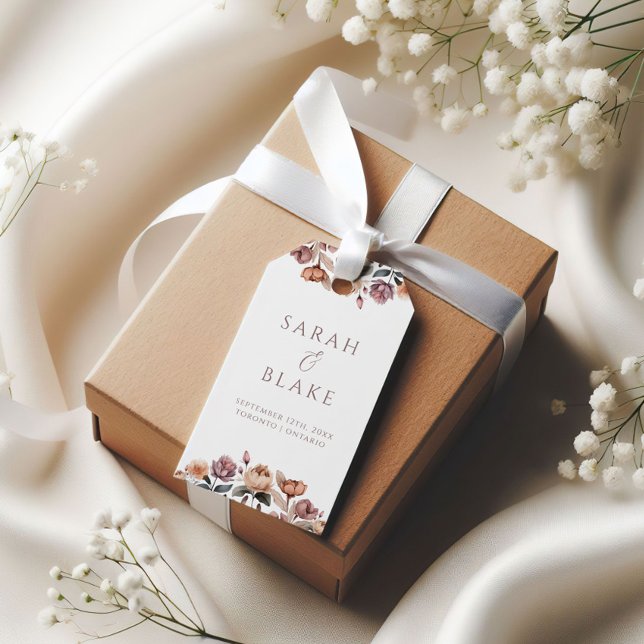 Étiquettes-cadeau Boho Floral Rose Garden Mariage (Créateur téléchargé)