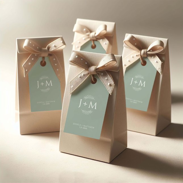 Étiquettes-cadeau Boho Floral Sage Green Mariage (Créateur téléchargé)