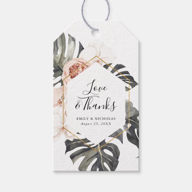 Étiquettes-cadeau Boho Floral Tropical | Mariage (Devant)