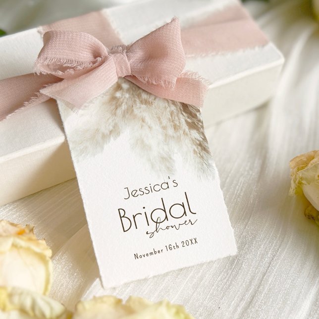 Étiquettes-cadeau Boho Fluffy Pampas Grass Remerciements pour une Ba (Créateur téléchargé)