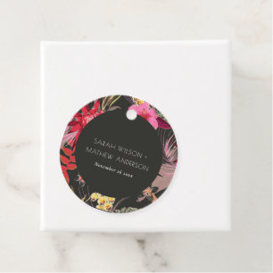 Étiquettes Cadeau Boho foncé tropical vif rouge vif Mariage floral