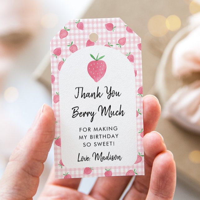 Étiquettes-cadeau Boho fraise Berry Sweet Anniversaire (Créateur téléchargé)