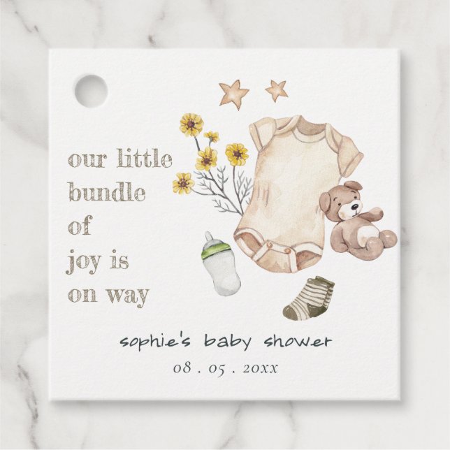 Étiquettes Cadeau Boho Green Vêtements pour bébés Baby shower neutre (Devant)