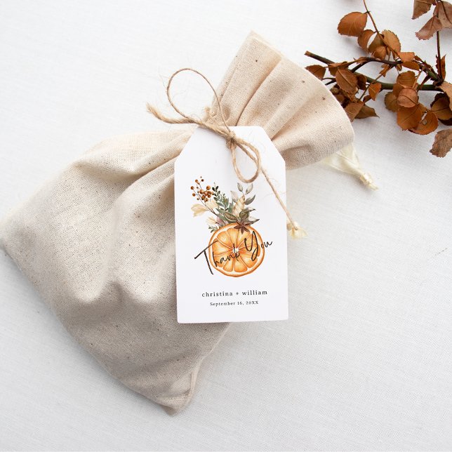 Étiquettes-cadeau Boho Hiver Vacances Mariage séché Orange (Créateur téléchargé)