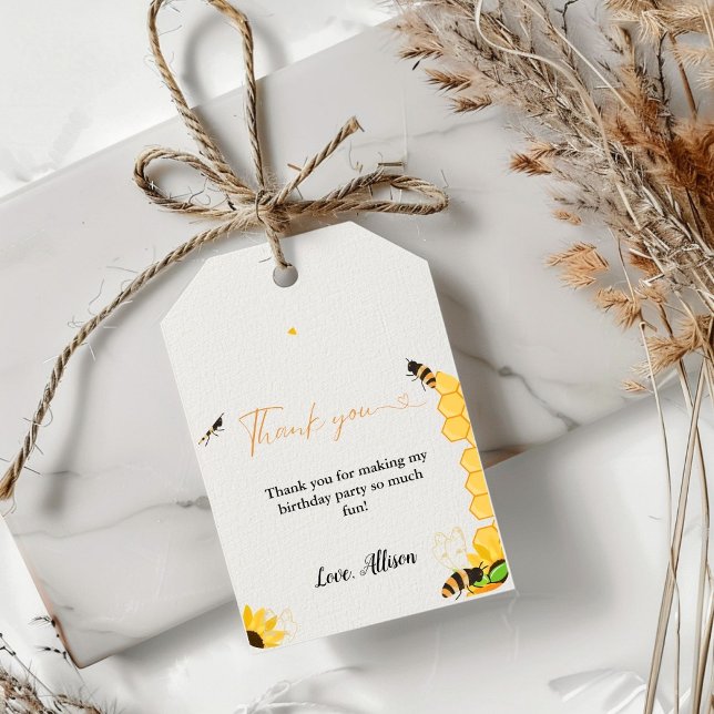 Étiquettes-cadeau Boho Honey bee thème merci anniversaire (Créateur téléchargé)