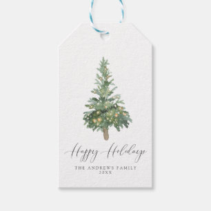 Étiquettes-cadeau Boho Joyeux Noël Aquarelle Arbre Cadeau Tags