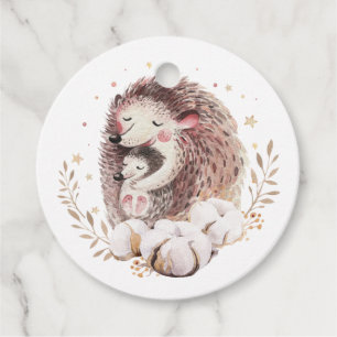 Étiquettes Cadeau Boho maman et bébé Baby shower de hérisson Merci