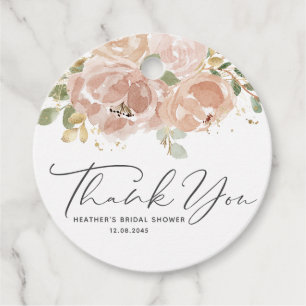 Étiquettes Cadeau Boho Mauve Fleurs de Pêche Remerciements pour Ente