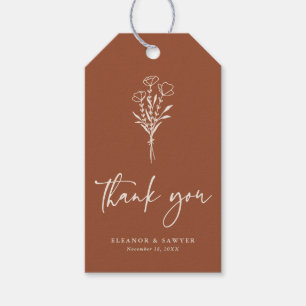 Étiquettes-cadeau Boho Minimaliste Botaniques Terracotta Mariage Cad