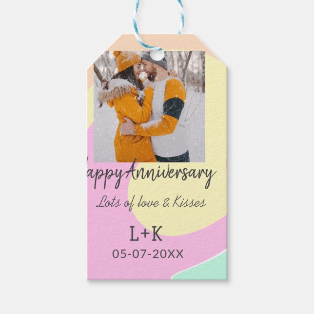 Étiquettes-cadeau Boho moderne heureux anniversaire ajouter nom date (Devant)