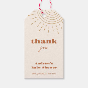 Étiquettes-cadeau Boho Moderne Ici Vient Le Baby shower Fils