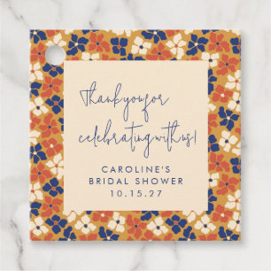 Étiquettes Cadeau Boho Mustard bleu Fête des mariées Floral Merci