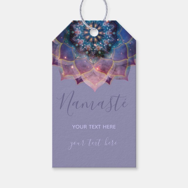 Étiquettes-cadeau Boho Nebula Bloom | Conception de Mandala (Devant)