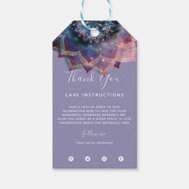 Étiquettes-cadeau Boho Nebula Mandala, Mystique (Devant)