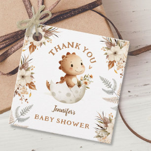 Étiquettes Cadeau Boho Neutral Dinosaur Baby shower Favoriser Tags