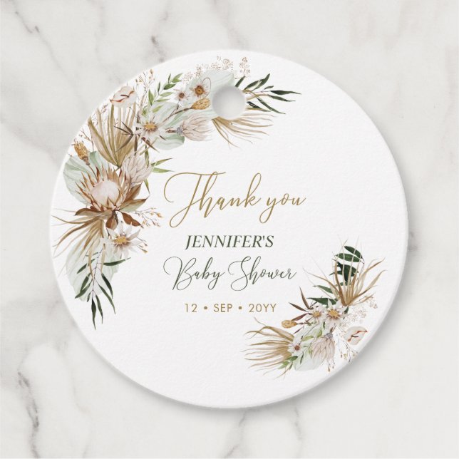 Étiquettes Cadeau Boho or/Merci de Baby shower bohème (Devant)