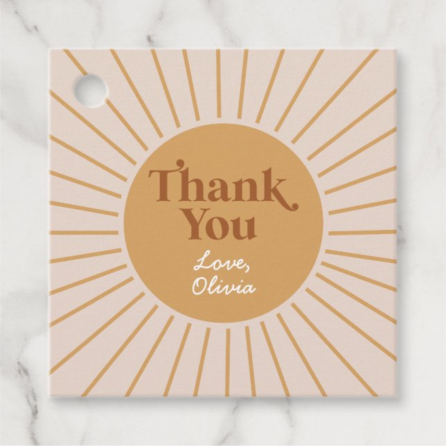 Étiquettes Cadeau Boho Our Little Sunshine Merci (Devant)