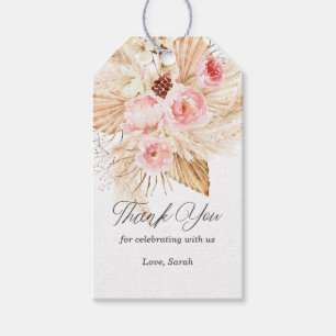 Étiquettes-cadeau Boho Pampas Aquarelle en laiton Baby shower Floral