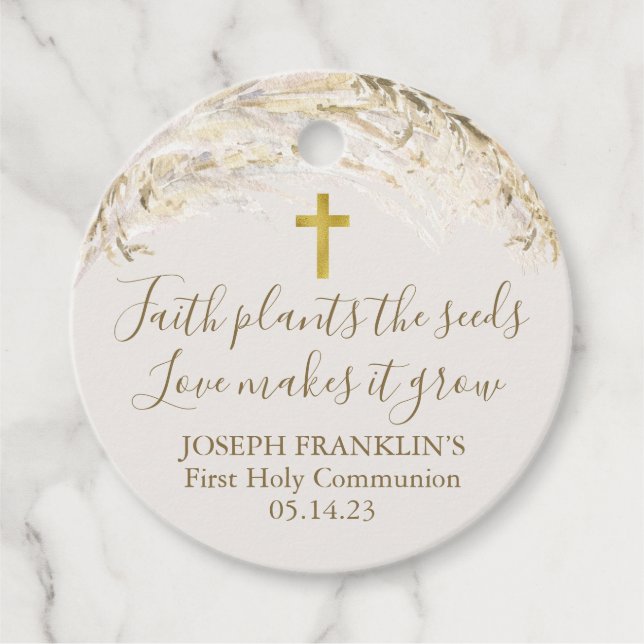 Étiquettes Cadeau Boho Pampas Foi en herbe Plantes les graines Commu (Devant)