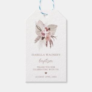 Étiquettes-cadeau Boho Pampas Grass Baptême